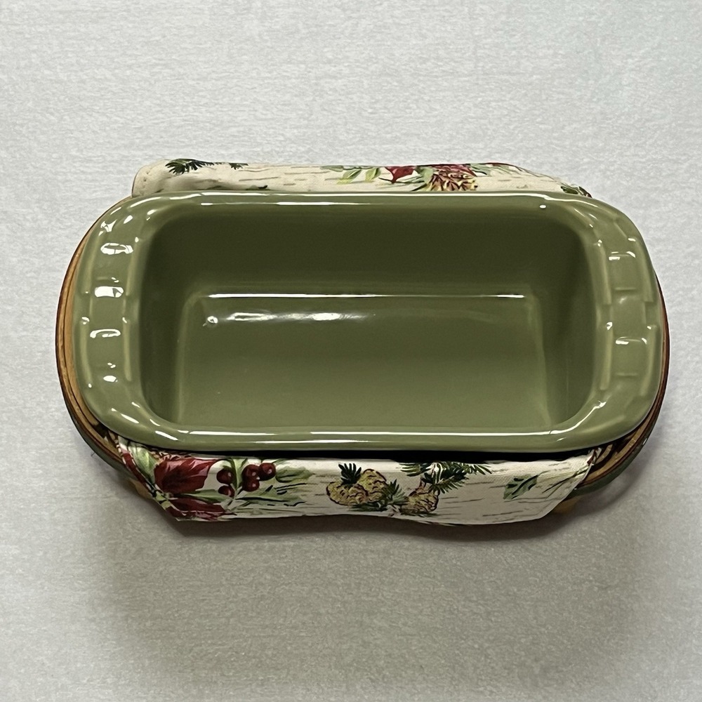 Longaberger 2006 Holiday Helper Loaf Basket With Protector And Ceramic Loaf Pan